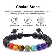 Load image into Gallery viewer, 7 Chakra Armband Männer Wome Lava Rock Aromatherapie Ätherisches Öl Diffusor Armband Geflochtene Natürliche Stein Yoga Perlen Armband