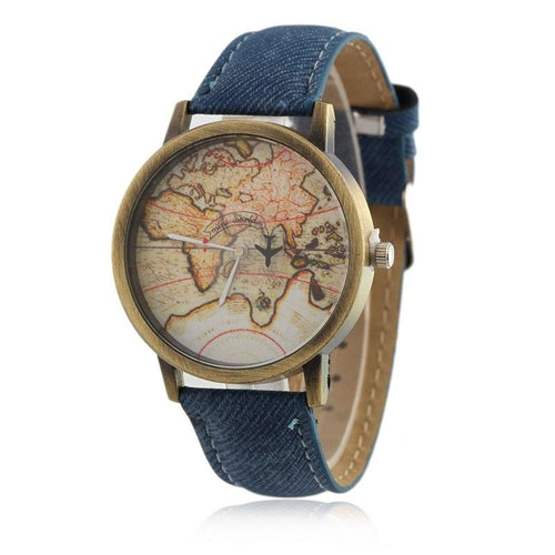 2018 Cowboy strap Karte Uhr Durch Flugzeug Uhren Frauen Männer Denim Stoff Quarzuhr 7 farbe sport uhren freies verschiffen