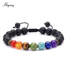 Load image into Gallery viewer, 7 Chakra Armband Männer Wome Lava Rock Aromatherapie Ätherisches Öl Diffusor Armband Geflochtene Natürliche Stein Yoga Perlen Armband