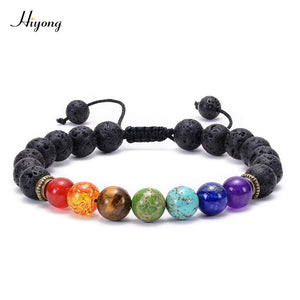 7 Chakra Armband Männer Wome Lava Rock Aromatherapie Ätherisches Öl Diffusor Armband Geflochtene Natürliche Stein Yoga Perlen Armband