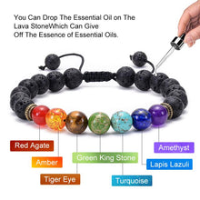 Load image into Gallery viewer, 7 Chakra Armband Männer Wome Lava Rock Aromatherapie Ätherisches Öl Diffusor Armband Geflochtene Natürliche Stein Yoga Perlen Armband