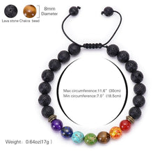 Load image into Gallery viewer, 7 Chakra Armband Männer Wome Lava Rock Aromatherapie Ätherisches Öl Diffusor Armband Geflochtene Natürliche Stein Yoga Perlen Armband