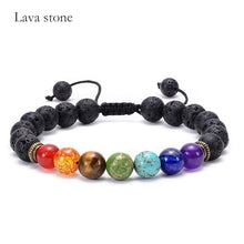 Load image into Gallery viewer, 7 CHAKRA LAVA STEIN DIFFUSER ARMBAND