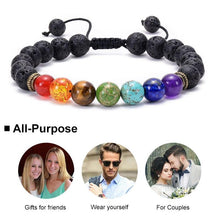 Load image into Gallery viewer, 7 Chakra Armband Männer Wome Lava Rock Aromatherapie Ätherisches Öl Diffusor Armband Geflochtene Natürliche Stein Yoga Perlen Armband